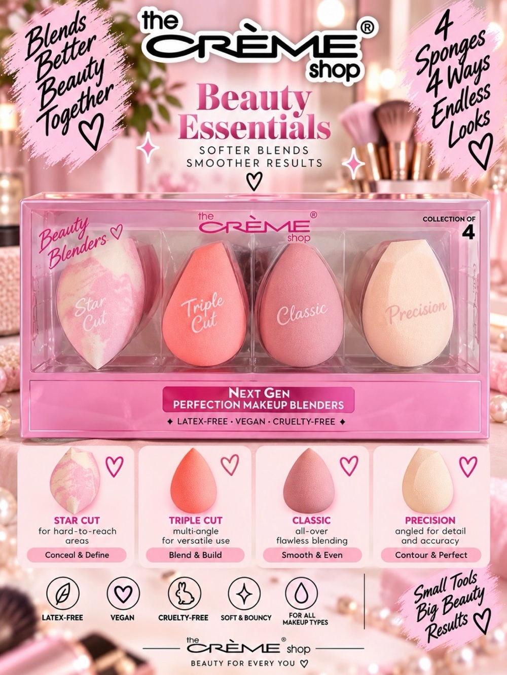The Crème Shop Precious Marbles Next Gen Perfection Makeup Blenders - Set of 4
